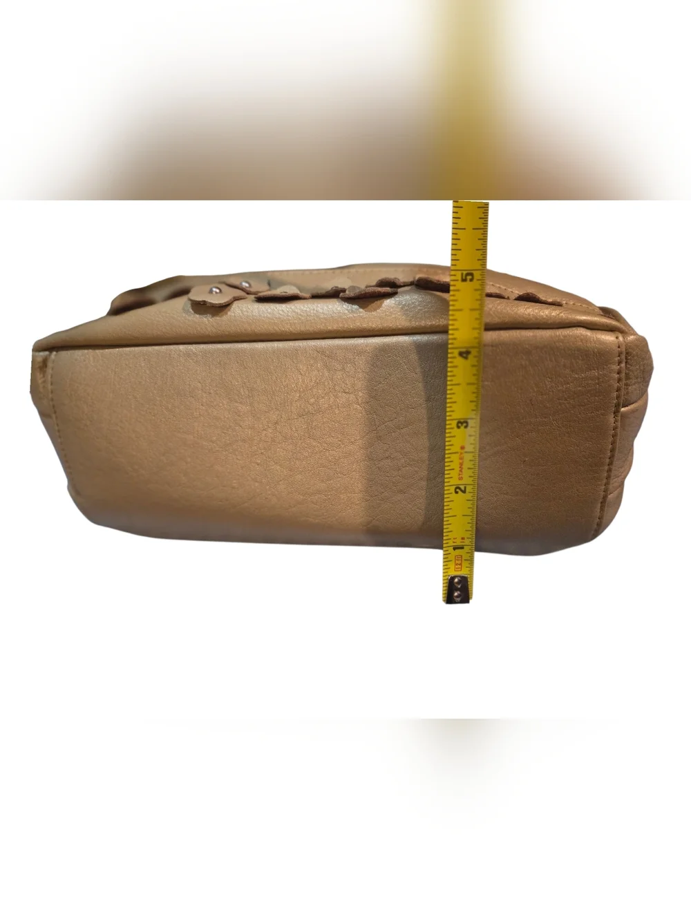 Great American Leather - NEW Shimmery Beige Leather Crossbody Bag Floral Studded - Picture 13 of 13